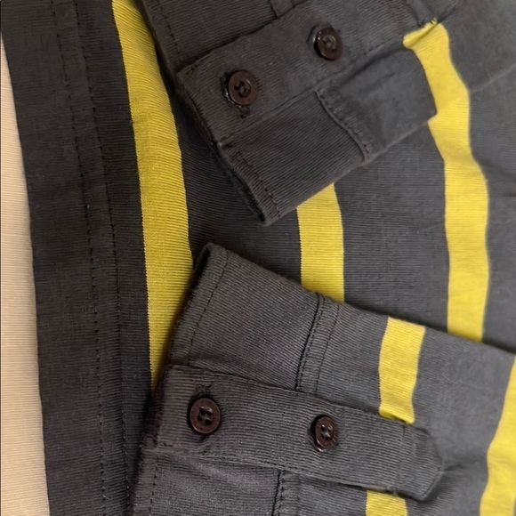 Blue and Yellow Striped Button Down Shirt with Long Sleeves - Picture 7 of 8